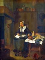 欧洲12-19世纪油画二_BREKELENKAM, Quiringh van - A Woman Asleep by a Fire